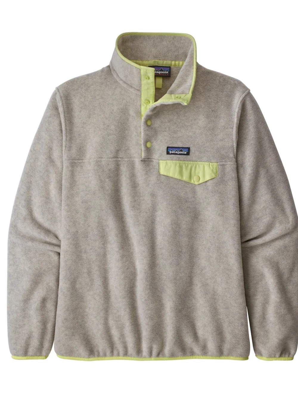Patagonia Synchilla snap-t pullover lightweight tan and lime fleece size medium